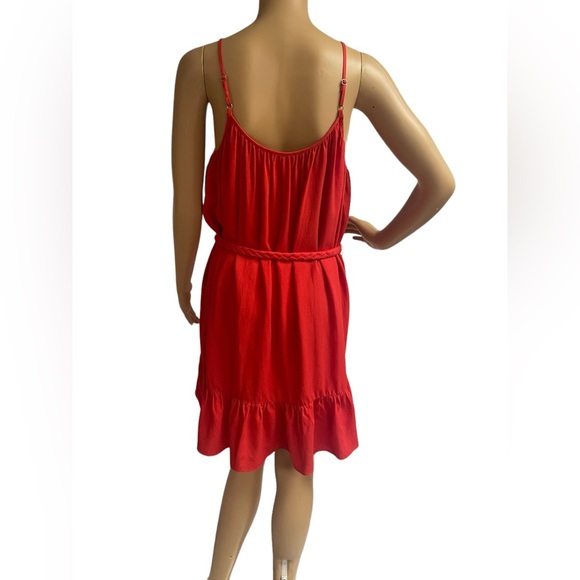 Gianni Bini Red Ruffle Hem Belted Mini Dress | Summer Party Date Night, size S - Picture 3 of 5